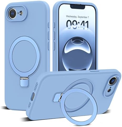 SKYLMW Compatible with iPhone 17 Air Case with Magnetic Invisible Stand Compatible with Mag-Safe Military Drop Tested Shockproof Silicone iPhone 17 Air Phone Cases for Women Men 6.6"，Pink