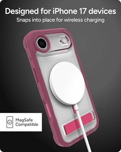 ZAGG Rainier Case with Kickstand for iPhone 17 - Smoke Black, Graphene 22ft (7m) Drop Protection, Lanyard Attach Points, MagSafe, Wireless Charging Compatible, 2-Piece Design, Phone Case