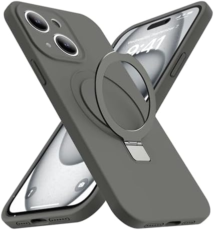 SKYLMW Compatible with iPhone 17 Air Case with Magnetic Invisible Stand Compatible with Mag-Safe Military Drop Tested Shockproof Silicone iPhone 17 Air Phone Cases for Women Men 6.6"，Pink