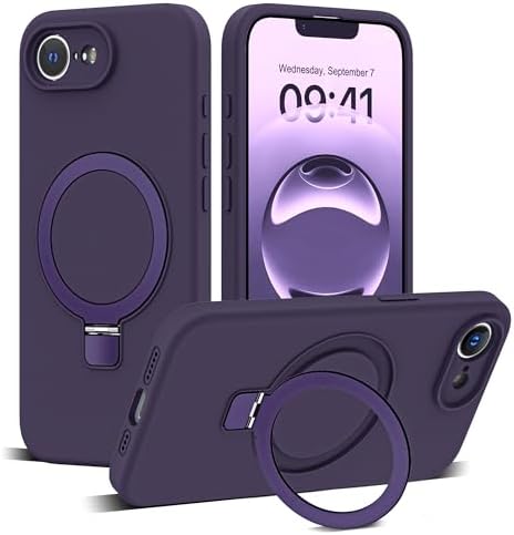 SKYLMW Compatible with iPhone 17 Air Case with Magnetic Invisible Stand Compatible with Mag-Safe Military Drop Tested Shockproof Silicone iPhone 17 Air Phone Cases for Women Men 6.6"，Pink