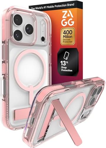 ZAGG Santa Cruz Snap Case with Kickstand for iPhone 17 - Titanium, Drop Protection (13ft/4m), MagSafe Charging Compatible, ClearGuard Anti-Yellowing Technology, Scratch Resistant Phone Case