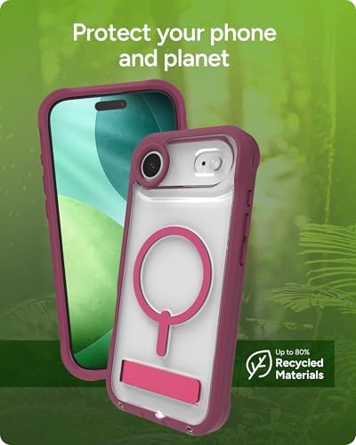ZAGG Rainier Case with Kickstand for iPhone 17 - Smoke Black, Graphene 22ft (7m) Drop Protection, Lanyard Attach Points, MagSafe, Wireless Charging Compatible, 2-Piece Design, Phone Case