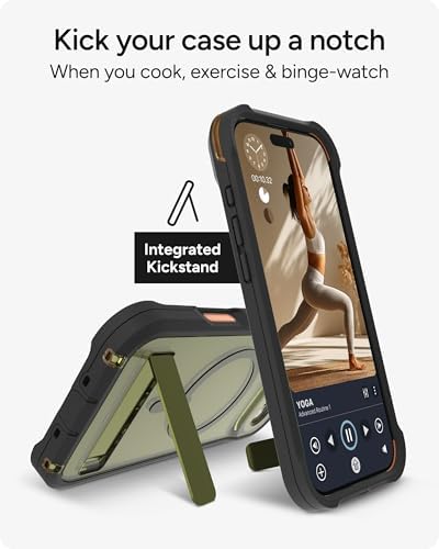 ZAGG Rainier Case with Kickstand for iPhone 17 - Smoke Black, Graphene 22ft (7m) Drop Protection, Lanyard Attach Points, MagSafe, Wireless Charging Compatible, 2-Piece Design, Phone Case