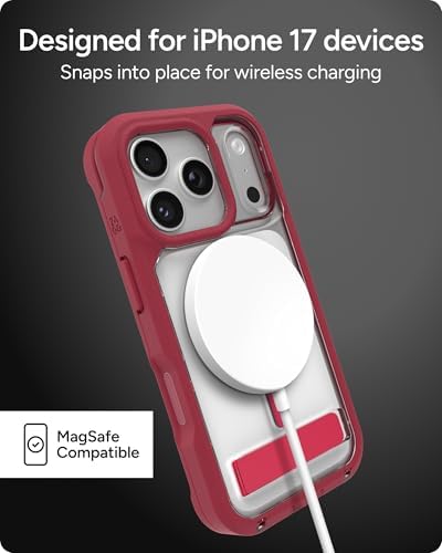 ZAGG Rainier Case with Kickstand for iPhone 17 - Smoke Black, Graphene 22ft (7m) Drop Protection, Lanyard Attach Points, MagSafe, Wireless Charging Compatible, 2-Piece Design, Phone Case