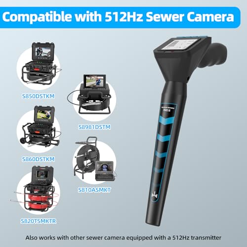 Sanyipace Locator 512Hz, Underground Pipe Locator, Underground Cable Location Device, Sewer Camera Accessories, 3000mAh Battery Powered, Rechargeable Receiver Locating Wand - Blue &amp; Black