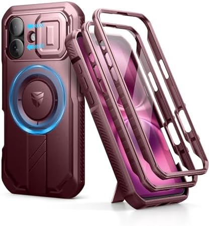 Dexnor for iPhone 15 Pro Max Case with Slide Camera Cover &amp; Adjustable Kickstand &amp; Built-in Screen Protector, Magnetic Rugged Shockproof Bumper Cases Heavy-Duty Magnetic Protective Cover,Black