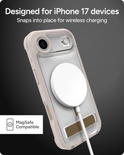 ZAGG Rainier Case with Kickstand for iPhone 17 - Smoke Black, Graphene 22ft (7m) Drop Protection, Lanyard Attach Points, MagSafe, Wireless Charging Compatible, 2-Piece Design, Phone Case