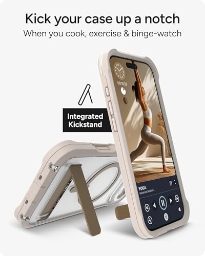 ZAGG Rainier Case with Kickstand for iPhone 17 - Smoke Black, Graphene 22ft (7m) Drop Protection, Lanyard Attach Points, MagSafe, Wireless Charging Compatible, 2-Piece Design, Phone Case