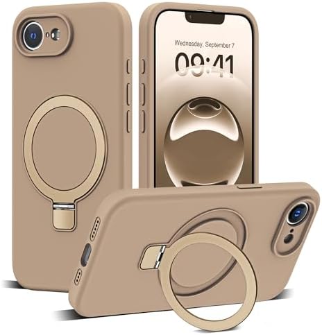 SKYLMW Compatible with iPhone 17 Air Case with Magnetic Invisible Stand Compatible with Mag-Safe Military Drop Tested Shockproof Silicone iPhone 17 Air Phone Cases for Women Men 6.6"，Pink