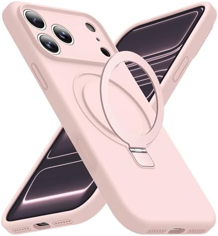 SKYLMW Compatible with iPhone 17 Air Case with Magnetic Invisible Stand Compatible with Mag-Safe Military Drop Tested Shockproof Silicone iPhone 17 Air Phone Cases for Women Men 6.6"，Pink