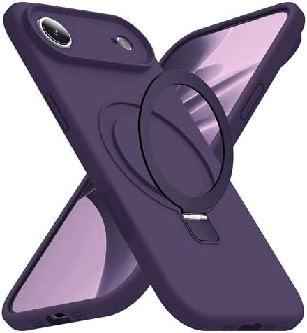 SKYLMW Compatible with iPhone 17 Air Case with Magnetic Invisible Stand Compatible with Mag-Safe Military Drop Tested Shockproof Silicone iPhone 17 Air Phone Cases for Women Men 6.6"，Pink