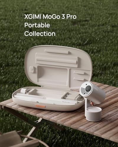 XGIMI MoGo 3 Pro Portable Projector Collection, Optical Filter &amp; Carrying Case &amp; PowerBase Stand, 2.5hrs Battery, Google TV with Licensed Netflix, All-in-One Travel Bundle