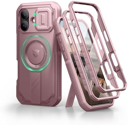 Dexnor for iPhone 15 Pro Max Case with Slide Camera Cover &amp; Adjustable Kickstand &amp; Built-in Screen Protector, Magnetic Rugged Shockproof Bumper Cases Heavy-Duty Magnetic Protective Cover,Black