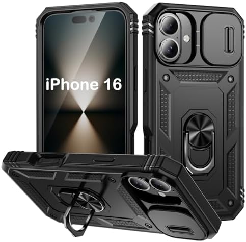 PASNEW Women Case for iPhone 17Air,Metal Kickstand &amp; Slide Camera Cover,Multi-Layer Heavy Duty Full Body Shockproof Protection Hard Shell for iPhone 17 Air,Red