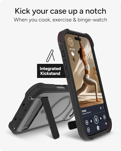 ZAGG Rainier Case with Kickstand for iPhone 17 - Smoke Black, Graphene 22ft (7m) Drop Protection, Lanyard Attach Points, MagSafe, Wireless Charging Compatible, 2-Piece Design, Phone Case
