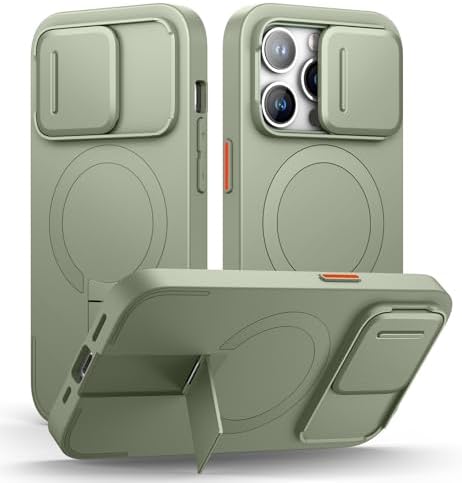 SURITCH for iPhone 17 Pro Max Case with Camera Control Cover, Camera Cover and Adjustable Kickstand, Compatible with MagSafe, Shockproof Bumper Protective Cases 6.9 Inch, Black
