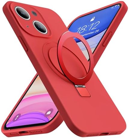 SKYLMW Compatible with iPhone 17 Air Case with Magnetic Invisible Stand Compatible with Mag-Safe Military Drop Tested Shockproof Silicone iPhone 17 Air Phone Cases for Women Men 6.6"，Pink