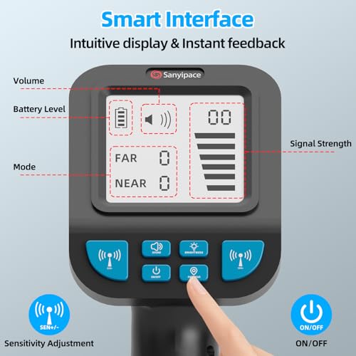 Sanyipace Locator 512Hz, Underground Pipe Locator, Underground Cable Location Device, Sewer Camera Accessories, 3000mAh Battery Powered, Rechargeable Receiver Locating Wand - Blue &amp; Black