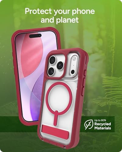 ZAGG Rainier Case with Kickstand for iPhone 17 - Smoke Black, Graphene 22ft (7m) Drop Protection, Lanyard Attach Points, MagSafe, Wireless Charging Compatible, 2-Piece Design, Phone Case