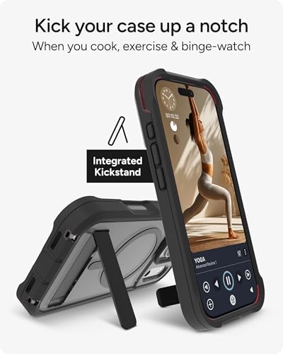 ZAGG Rainier Case with Kickstand for iPhone 17 - Smoke Black, Graphene 22ft (7m) Drop Protection, Lanyard Attach Points, MagSafe, Wireless Charging Compatible, 2-Piece Design, Phone Case