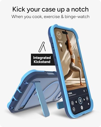ZAGG Rainier Case with Kickstand for iPhone 17 - Smoke Black, Graphene 22ft (7m) Drop Protection, Lanyard Attach Points, MagSafe, Wireless Charging Compatible, 2-Piece Design, Phone Case
