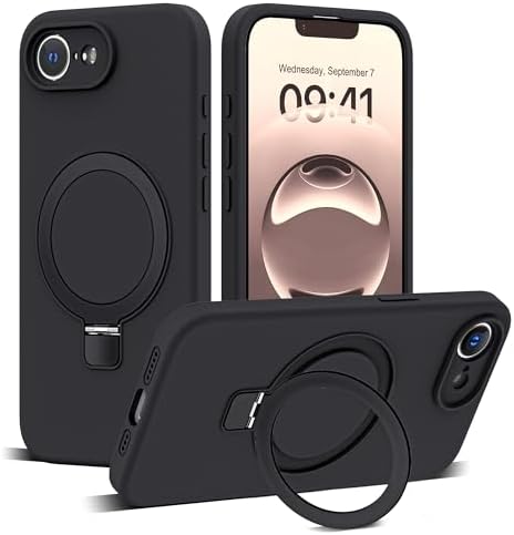 SKYLMW Compatible with iPhone 17 Air Case with Magnetic Invisible Stand Compatible with Mag-Safe Military Drop Tested Shockproof Silicone iPhone 17 Air Phone Cases for Women Men 6.6"，Pink