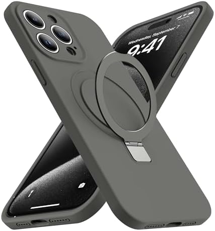 SKYLMW Compatible with iPhone 17 Air Case with Magnetic Invisible Stand Compatible with Mag-Safe Military Drop Tested Shockproof Silicone iPhone 17 Air Phone Cases for Women Men 6.6"，Pink