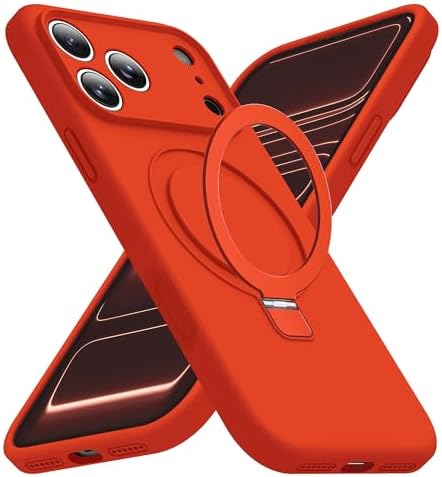 SKYLMW Compatible with iPhone 17 Air Case with Magnetic Invisible Stand Compatible with Mag-Safe Military Drop Tested Shockproof Silicone iPhone 17 Air Phone Cases for Women Men 6.6"，Pink