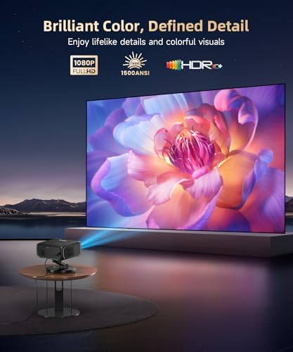 [1500ANSI/ Google TV] Smart Projector with WiFi and Bluetooth, SOPYOU Portable Outdoor Projector 4K Support, Auto Focus &amp; Keystone, Built-in Apps, Indoor Home Theater with 360° Rotatable Stand