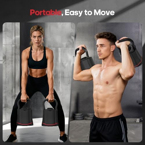 HXD-ERGO Adjustable Kettlebell, 6-in-1 Quick-Switch Kettlebell Sets (6.5-40 LBS) with Two-Way Rotation, Space Saving Kettlebells Adjustable Weight for Full Body Workouts at Home Gym