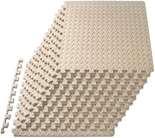 ProsourceFit Exercise Puzzle Mat ½-inch, EVA Interlocking Foam Floor Tiles for Home Gym, Workout Equipment, Kids Play Areas, Black, 48 SQ FT - 12 Tiles