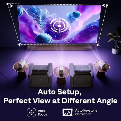 Aurzen Roku TV Smart Projector with Wifi and Bluetooth, D1R Cube Roku Streaming Experience Built-in, Sealed Optical Engine, 1080P FHD, DoIby Audio, Portable Mini Projector for Home/Outdoor Movies