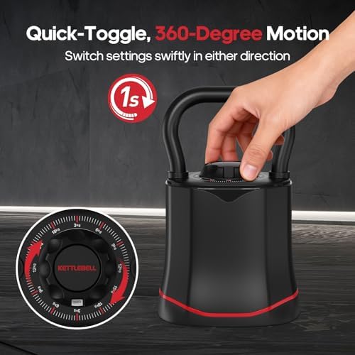HXD-ERGO Adjustable Kettlebell, 6-in-1 Quick-Switch Kettlebell Sets (6.5-40 LBS) with Two-Way Rotation, Space Saving Kettlebells Adjustable Weight for Full Body Workouts at Home Gym