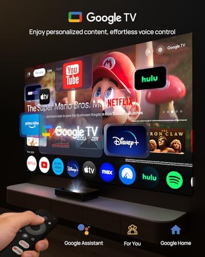 WEMAX Nova Pro 4K Ultra Short Throw Projector, 150" ALPD Laser TV with Smart Google TV, 2100 ISO Lumens, Dolby Audio, UST Projector for Movie, WiFi Bluetooth, Built in Google Assistant (Black)