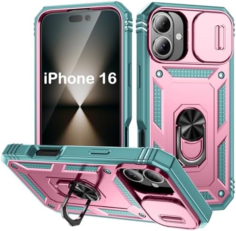 PASNEW Women Case for iPhone 17Air,Metal Kickstand &amp; Slide Camera Cover,Multi-Layer Heavy Duty Full Body Shockproof Protection Hard Shell for iPhone 17 Air,Red