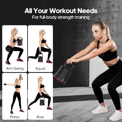 HXD-ERGO Adjustable Kettlebell, 6-in-1 Quick-Switch Kettlebell Sets (6.5-40 LBS) with Two-Way Rotation, Space Saving Kettlebells Adjustable Weight for Full Body Workouts at Home Gym