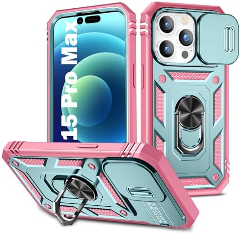 PASNEW Women Case for iPhone 17Air,Metal Kickstand &amp; Slide Camera Cover,Multi-Layer Heavy Duty Full Body Shockproof Protection Hard Shell for iPhone 17 Air,Red