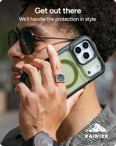 ZAGG Rainier Case with Kickstand for iPhone 17 - Smoke Black, Graphene 22ft (7m) Drop Protection, Lanyard Attach Points, MagSafe, Wireless Charging Compatible, 2-Piece Design, Phone Case