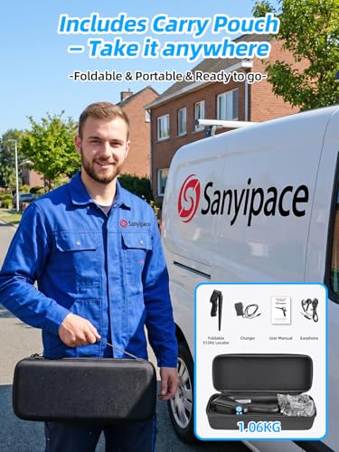 Sanyipace Locator 512Hz, Underground Pipe Locator, Underground Cable Location Device, Sewer Camera Accessories, 3000mAh Battery Powered, Rechargeable Receiver Locating Wand - Blue &amp; Black