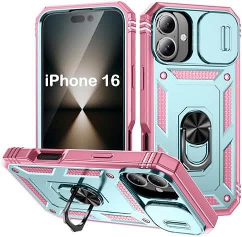 PASNEW Women Case for iPhone 17Air,Metal Kickstand &amp; Slide Camera Cover,Multi-Layer Heavy Duty Full Body Shockproof Protection Hard Shell for iPhone 17 Air,Red
