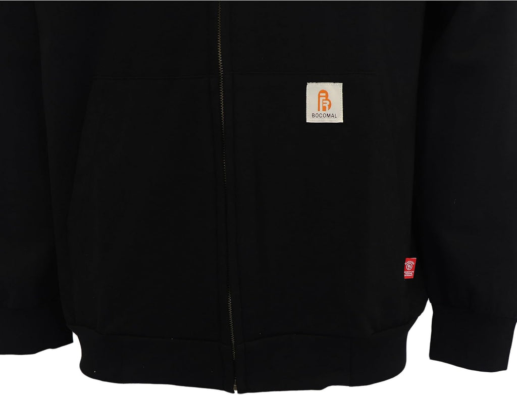 BOCOMAL FR Hoodies Zipper Front for Summer 7.5oz Lightweight Cotton Flame Resistant Sweatshirt（Non Fleece）