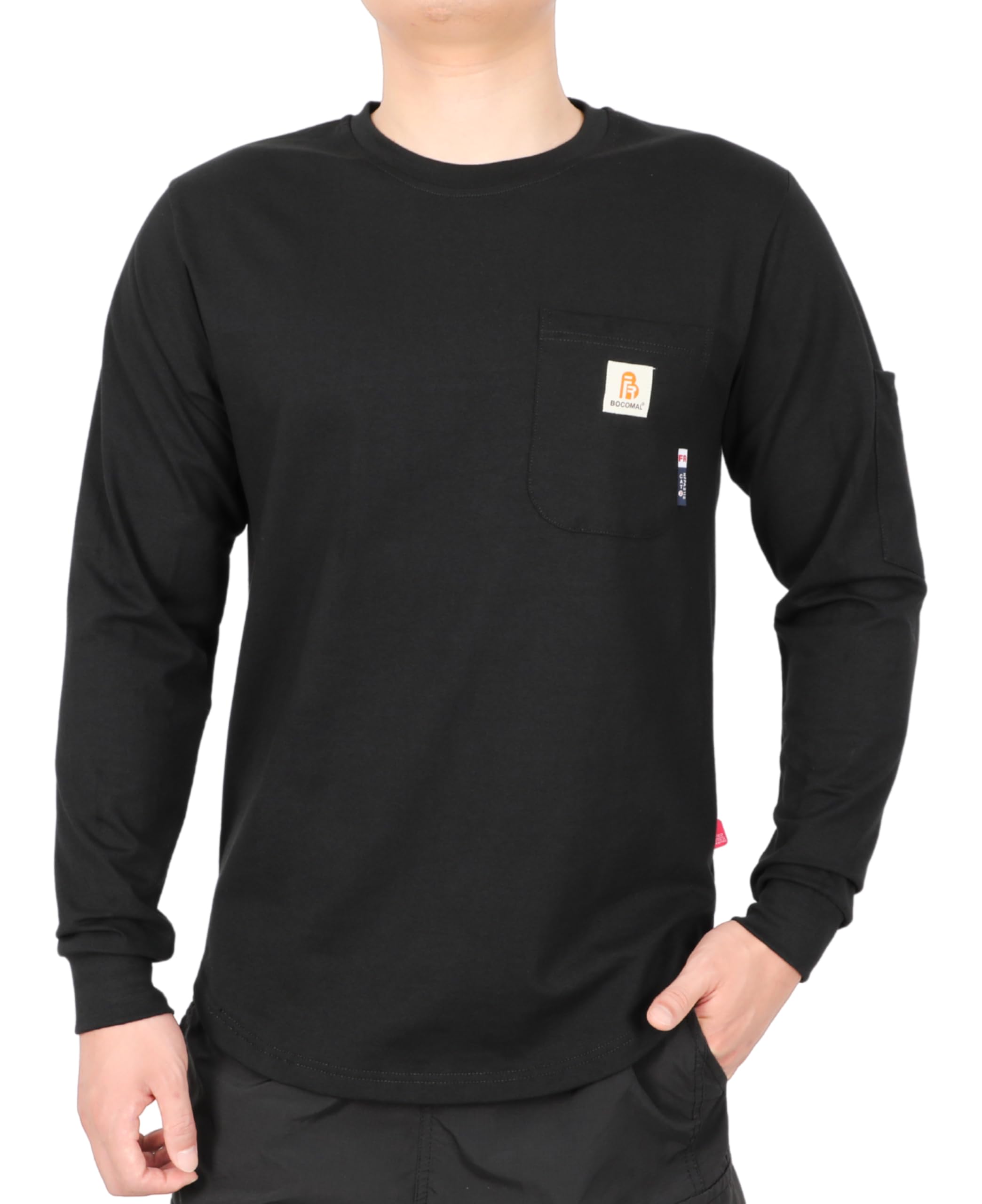 BOCOMAL FR Shirts for Men Melt Pocket Lightweight Crew T-Shirt NFPA2112/CAT2 Fire Resistant Work Shirt