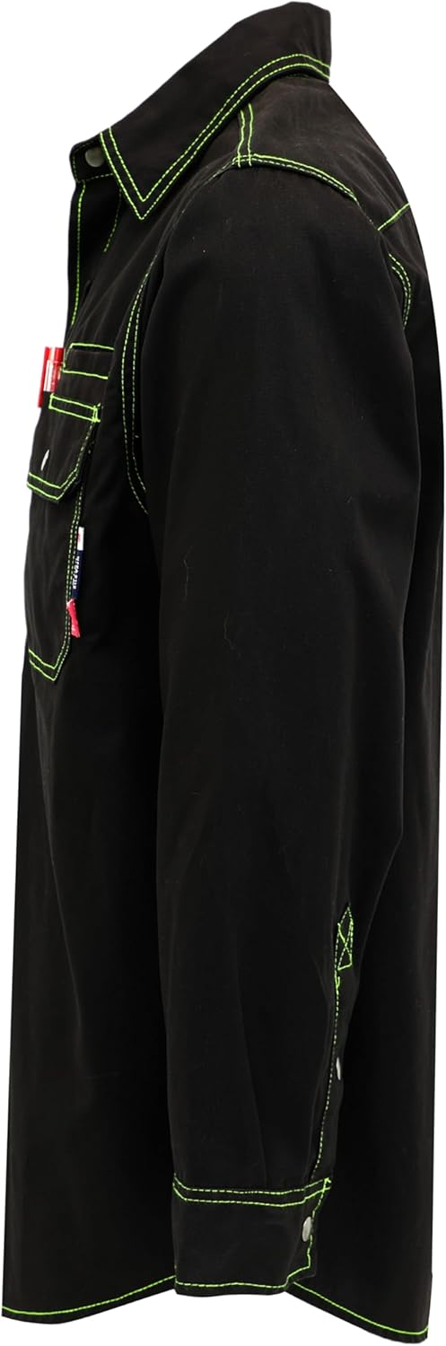 BOCOMAL FR Shirts for Men Snaps Down 7.5oz Water Repellent Fire Resistant Welding Jackets-NFPA2112 CAT2