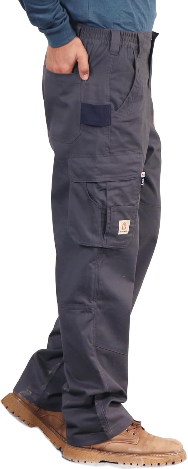 BOCOMAL FR Pants for Men Utility Cargo Pockets Flame Resistant/Fire Retardant Carpenter Water Oil Repellent Finish
