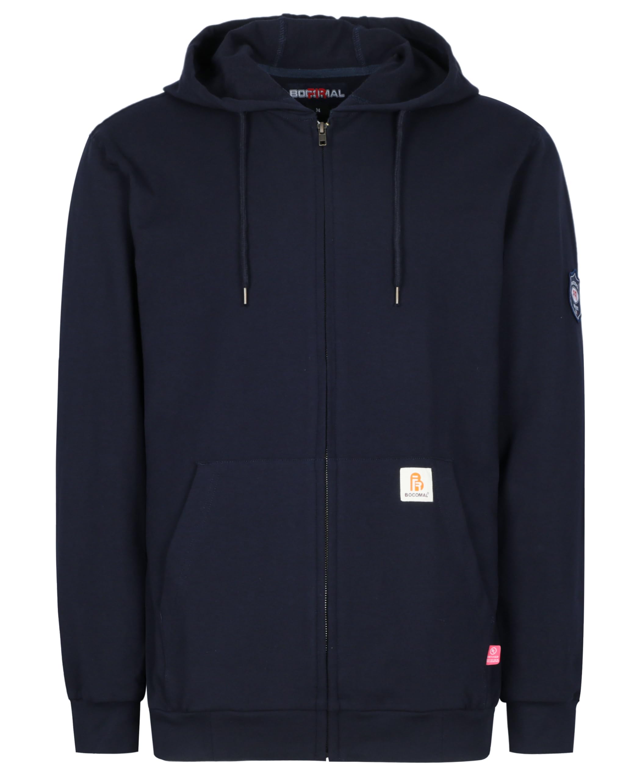 BOCOMAL FR Hoodies Zipper Front for Summer 7.5oz Lightweight Cotton Flame Resistant Sweatshirt（Non Fleece）