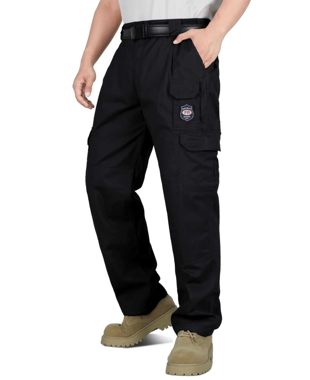 BOCOMAL Men's FR Cargo Pants Flame Resistant Pants Midweight 7.5oz (7 Pockets) Multi-Pockets FR Pants