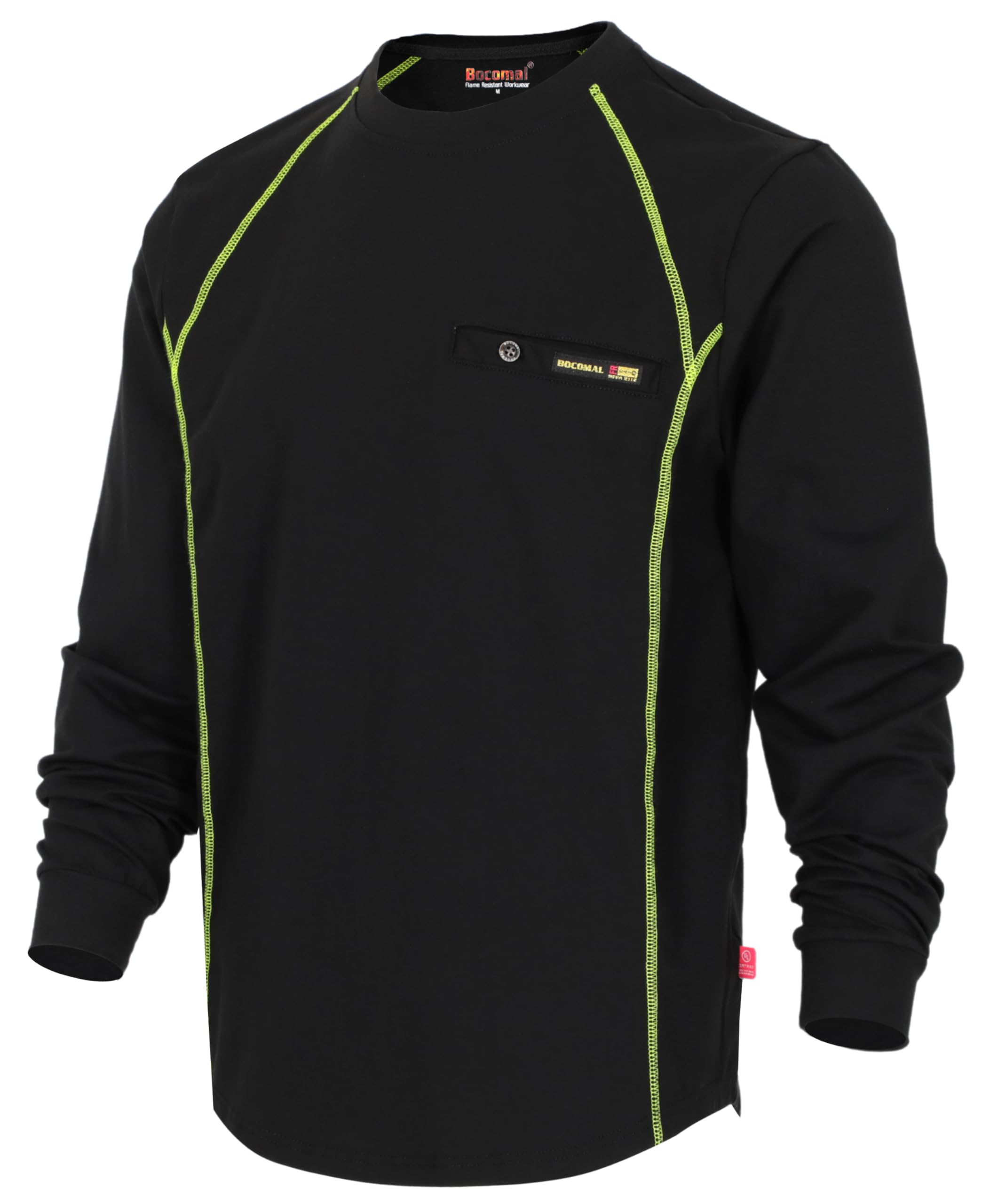 BOCOMAL FR Shirts for Men Melt Pocket Lightweight Crew T-Shirt NFPA2112/CAT2 Fire Resistant Work Shirt