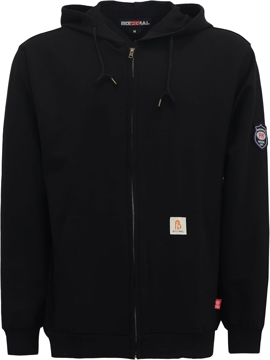 BOCOMAL FR Hoodies Zipper Front for Summer 7.5oz Lightweight Cotton Flame Resistant Sweatshirt（Non Fleece）