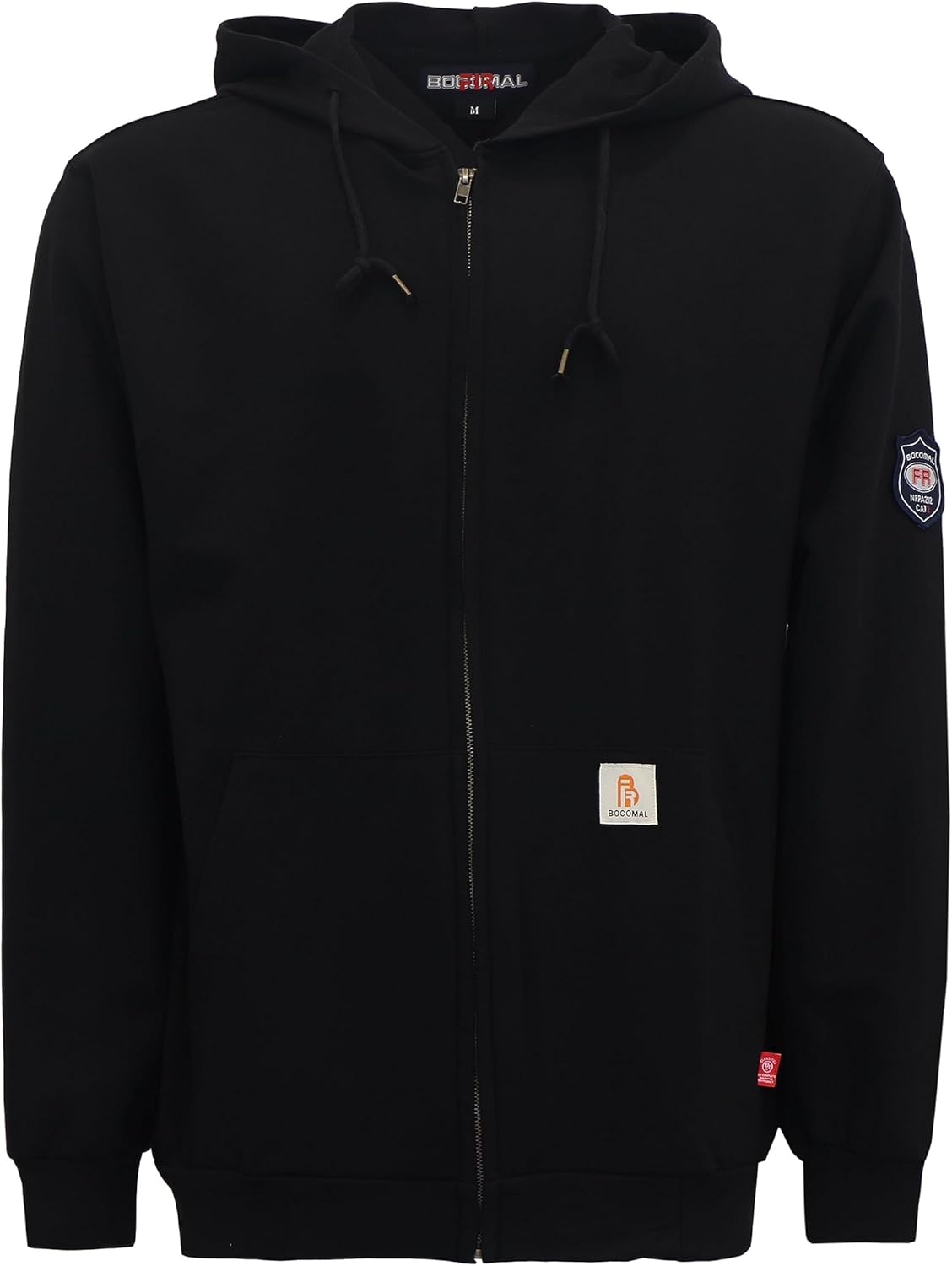 BOCOMAL FR Hoodies Zipper Front for Summer 7.5oz Lightweight Cotton Flame Resistant Sweatshirt（Non Fleece）