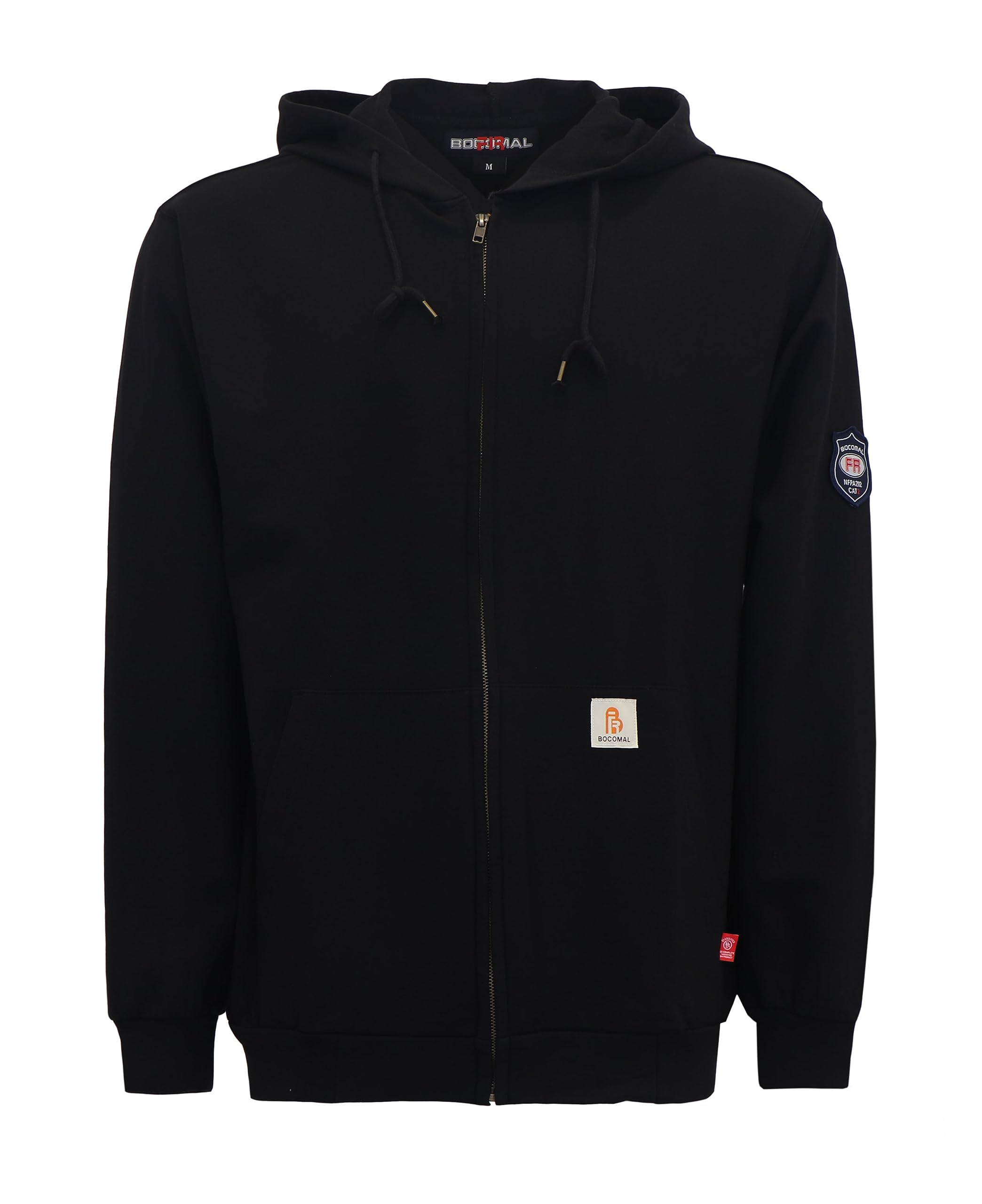 BOCOMAL FR Hoodies Zipper Front for Summer 7.5oz Lightweight Cotton Flame Resistant Sweatshirt（Non Fleece）